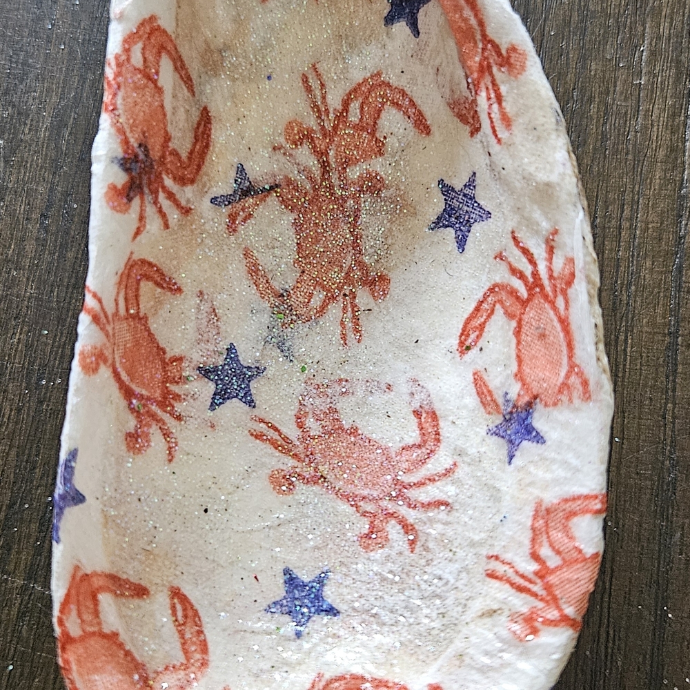 Handcrafted Crab and Starfish Decor Plate